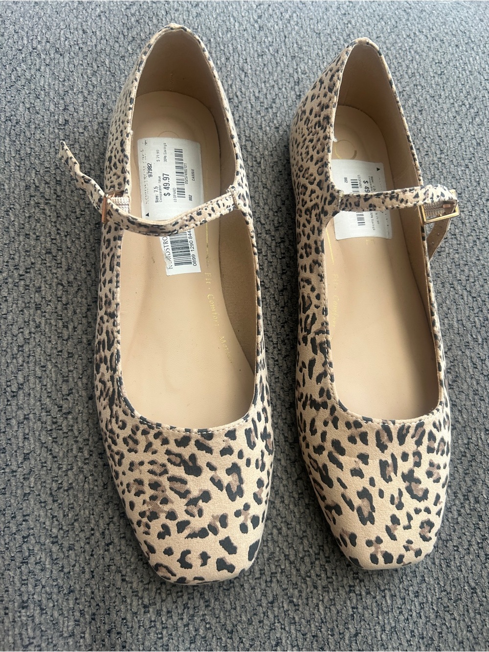 Nordstrom Leopard Print Mary Jane Flats in Beige and Black